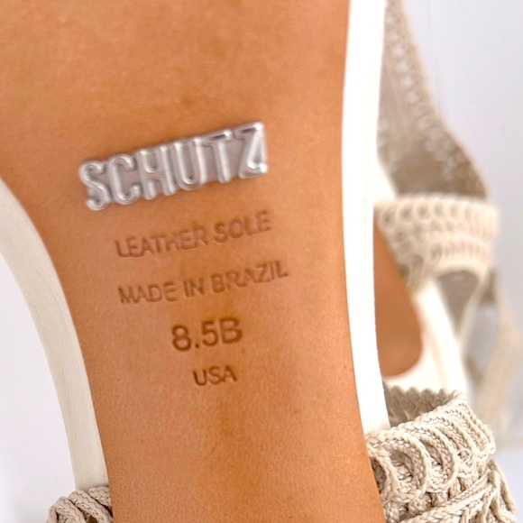 Schutz - Veca Crochet Macrame Tassel Sandals Size 8.5 Ecru / Ivory / Beige - Picture 7 of 8